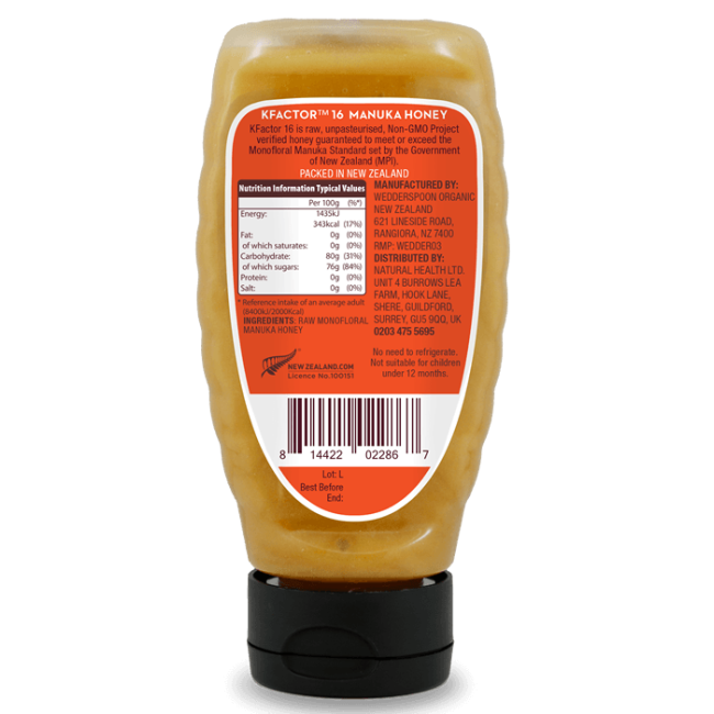 Miere de Manuka KFactor 16 RAW 340g Wedderspoon Miere de Manuka KFactor 16 RAW 340g Wedderspoon